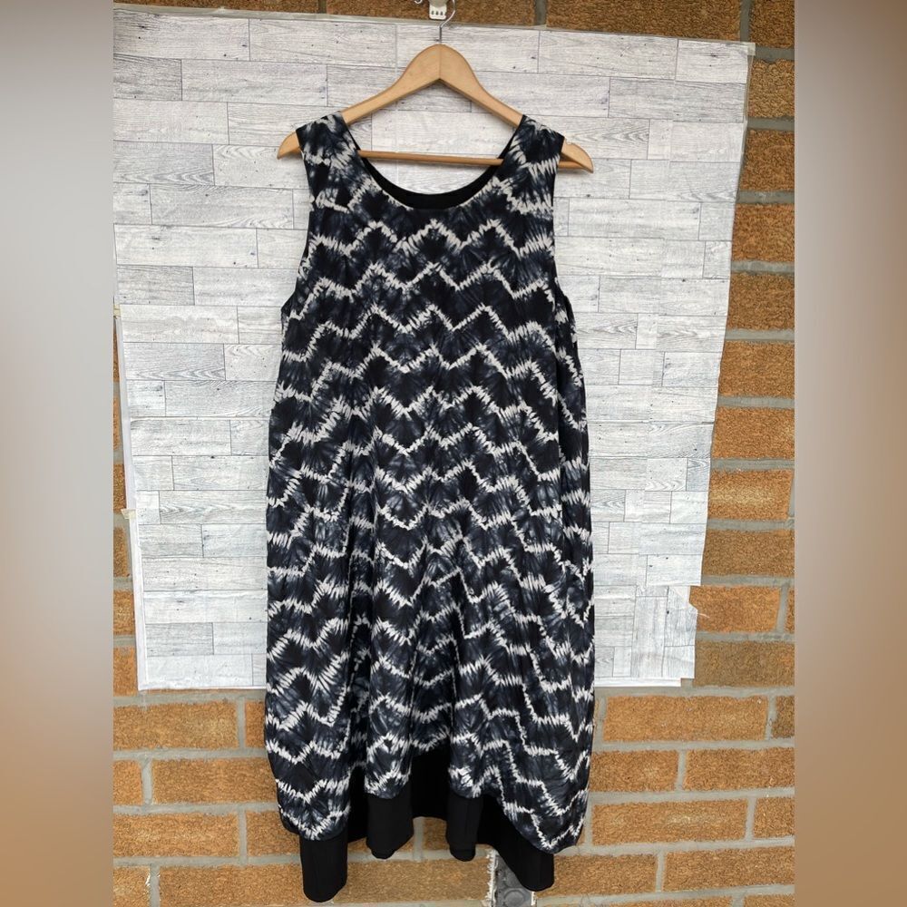 Eskandar Chevron Shibori Silk Double Layer Pinny Dress Size 1 /10/12